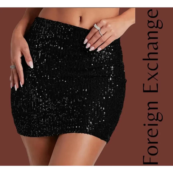Foreign Exchange women's black sequin bodycon Mini shirt - small - Picture 7 of 7